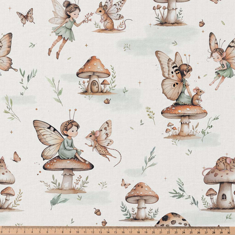 Printed Cotton LEOFEE White / Camel